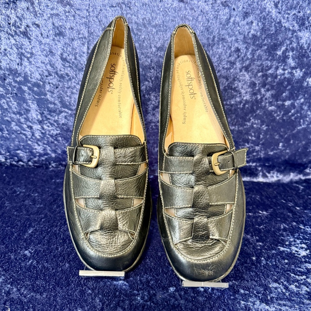 Softspots Aleah Woven Leather Slip On Loafers Black 10W‎ Buckle Shoe Comfort - Picture 14 of 14